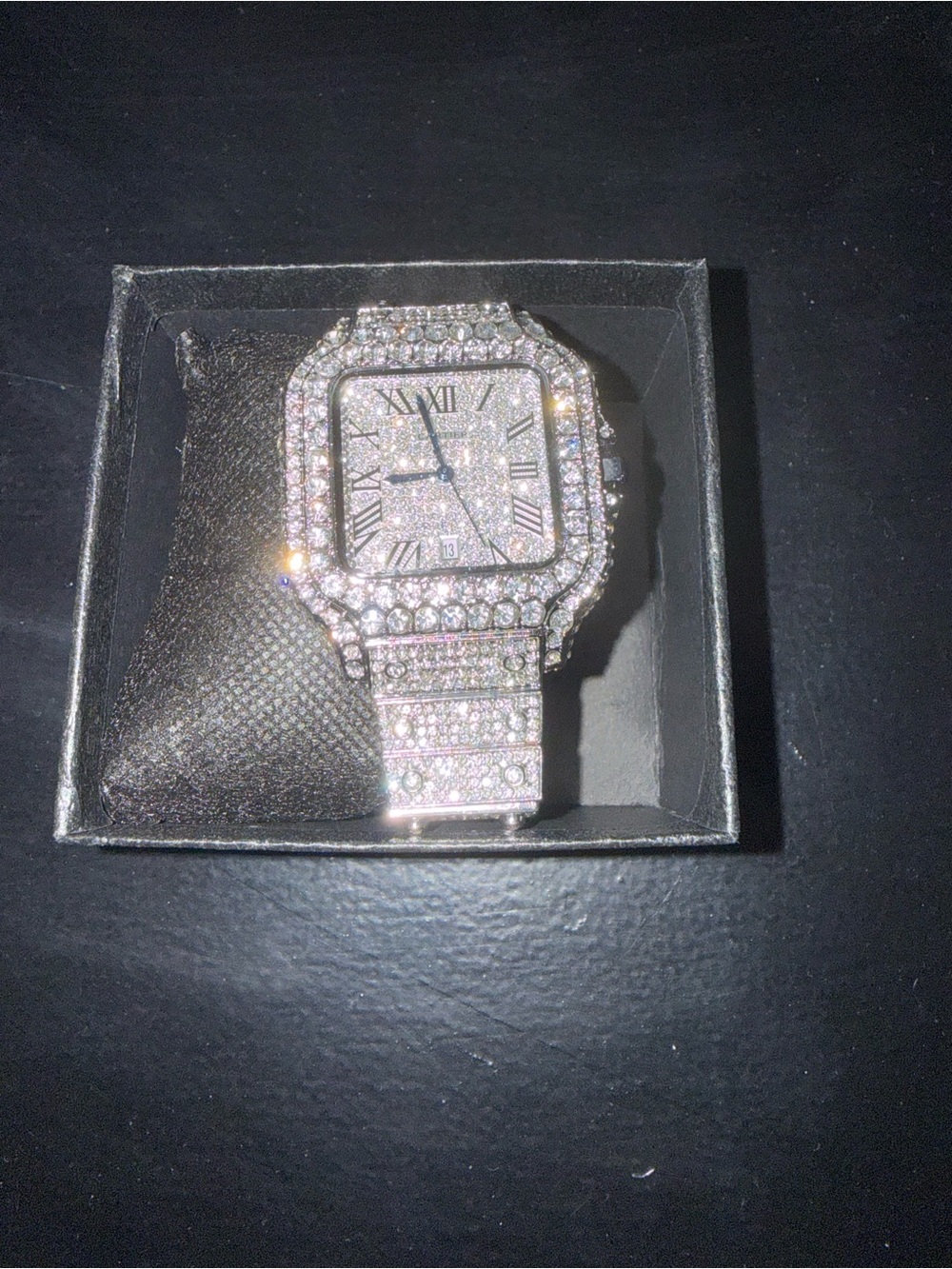 Paved Crystal Square Face Watch - Silver Tone